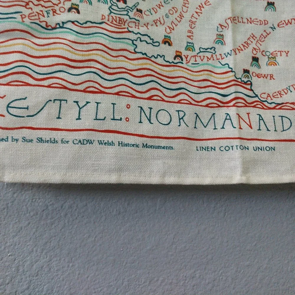 Norman Castles South Wale Linen Cotton Tea Towel England